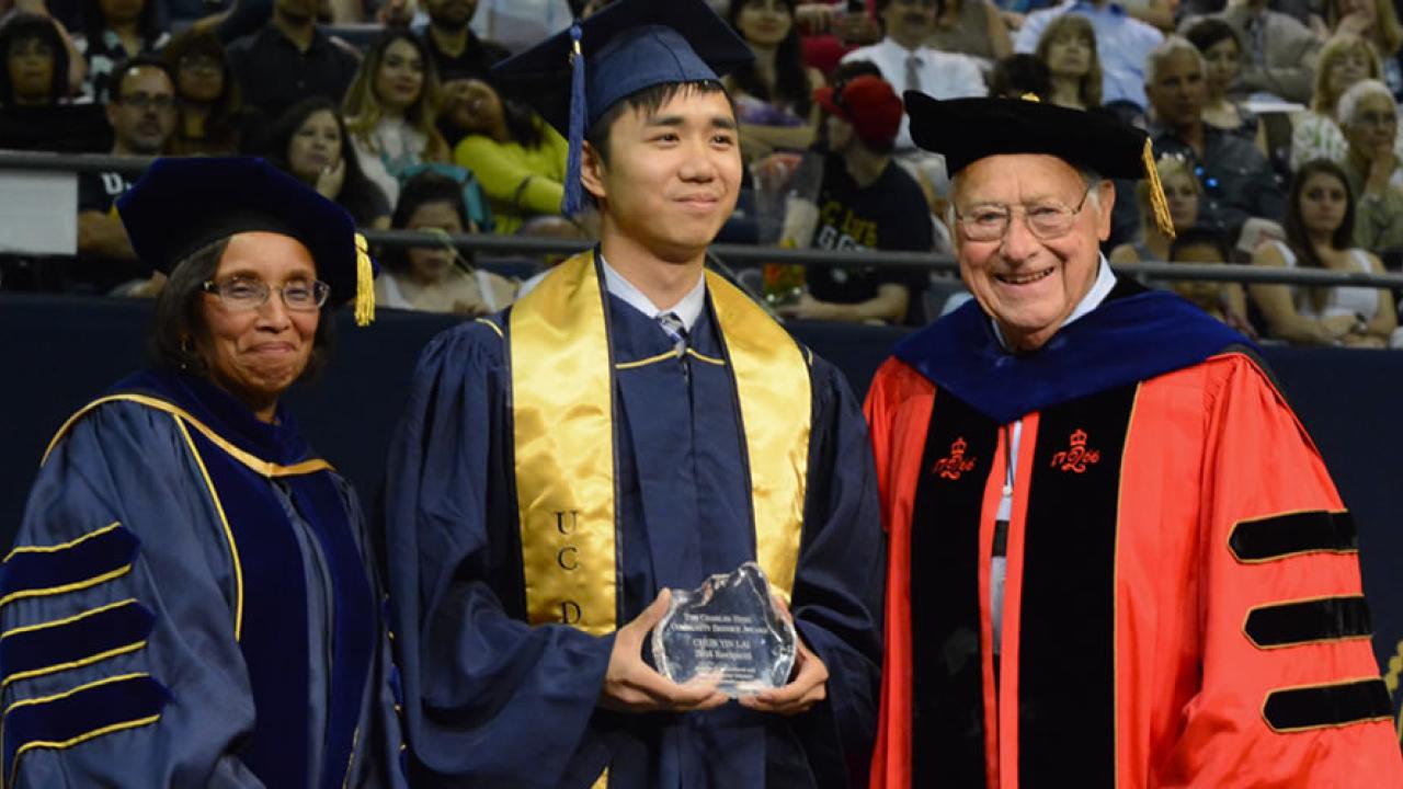 Dean Helene Dillard, Anson Lai, and Dr. Charles Hess 